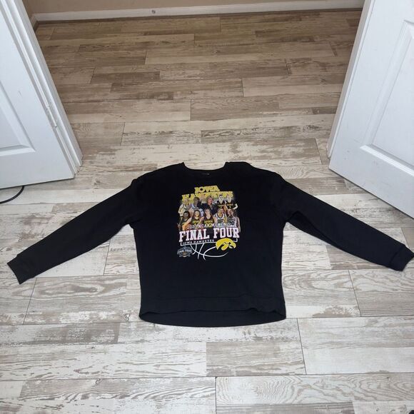 Iowa Hawkeyes All Team 2023 NCAA Final Four Sweatshirt Womens 2XL Black Pullover - Picture 1 of 11